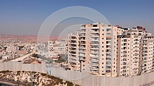 Aerial footage of Palestinian refugees camp Surrounded By security Concerete Wall