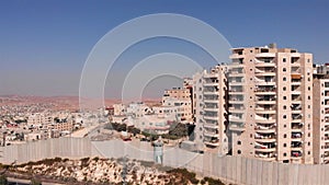 Aerial footage of Palestinian refugees camp Surrounded By security Concerete Wall