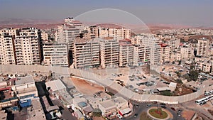Aerial footage of Palestinian refugees camp Surrounded By security Concerete Wall
