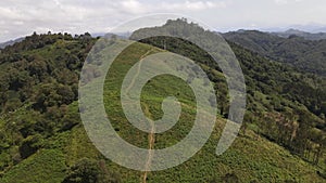 Aerial footage of PeÃ±a Cabrera recreational area in Asturias, Spain.