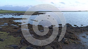 Aerial footage of rocky beach