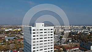 Aerial footage showing apartments tower block in Ploiesti Romania