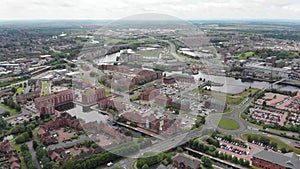 Aerial footage of the town of Thornaby, Stockton-on-Tees