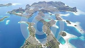Aerial footage of tropical islands in Raja Ampat
