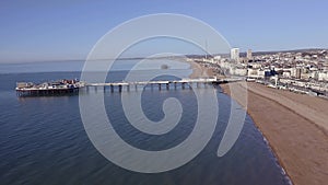 Aerial footage of the Victorian Palace Pier in Brighton