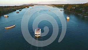 Aerial footage views of Noosa Heads Ferry