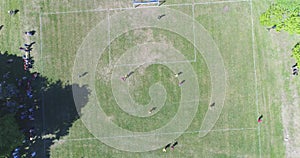 Aerial football match play.