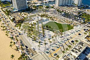 Aerial Fort Lauderdale Beach Florida Las Olas and A1A