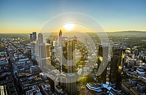 Aerial of Frankfurt by night