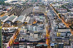 Aerial of Frankfurt by night