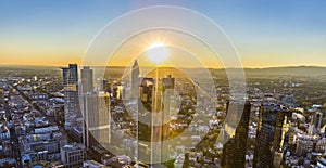 Aerial of Frankfurt by night