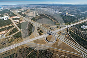 Aerial of freeway intersection in South Africa