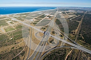 Aerial of freeway intersection in South Africa photo