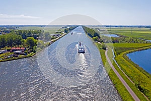 Aerial from freighters on the Amsterdam Rijnkanaal near Amsterdam in Netherlands photo