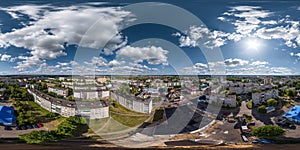 aerial full seamless spherical 360 hdri panorama view in city overlooking of residential area of high-rise buildings in photo