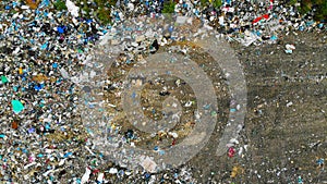 Aerial. Garbage dump texture background.