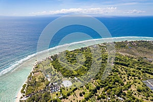 Aerial of Gili Trawangan beach in Lombok, Indonesia