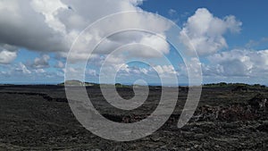 Aerial of girls near Volcano kilauea in Big Island of Hawai