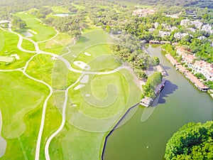 Aerial golf course county club Austin, Texas, USA