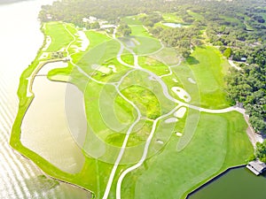 Aerial golf course county club Austin, Texas, USA