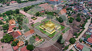 Aerial view Pha That Luang of Vientiane capital of Laos Southeat Asia photo