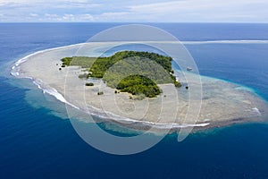 Aerial of Gorgeous Island and Reef in Papua New Guinea