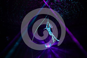 Aerial gymnast performance in the circus