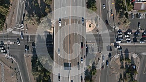 Aerial of the Harbor 110 and Century 105 freeway interchange south of downtown Los Angeles