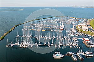 Aerial from the harbor from Lelystad at the IJsselmeer in the Netherlands