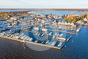 Aerial from the harbor from Loosdrecht in the Netherlands