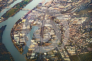 Aerial of harbor in Mainz