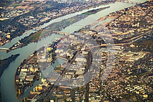 Aerial of harbor in Mainz