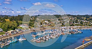 Aerial of harbor in Newport, Oregon photo