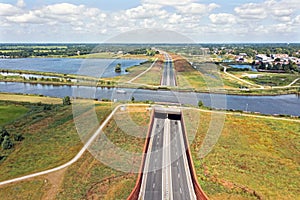 Aerial from the Hendrik Bulthuis aquaduct in Friesland the Netherlands