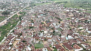Aerial high city view of neighbourhood in Jos, Nigeria photo