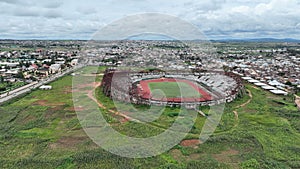 Aerial high city view of New Jos Stadium, Plateau State, Nigeria photo