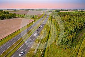 Aerial from the highway A6 near Almere in the Netherlands photo