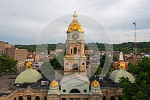 Aerial of Historic Cabell County Courthouse - Downtown Huntington, West Virginia