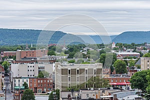 Aerial of Historic downtown Harrisburg, Pennsylvania next to the