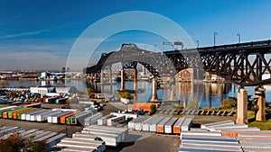 Aerial of Historic Pulaski Skyway - US Route 1 and 9 - Passaic + Hackensack Rivers - Newark, New Jersey