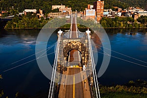 National Road - Historic Wheeling Suspension Bridge - Wheeling, West Virginia