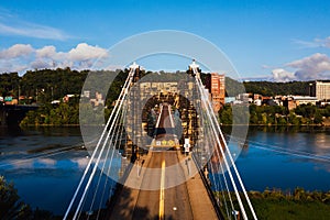 National Road - Historic Wheeling Suspension Bridge - Wheeling, West Virginia