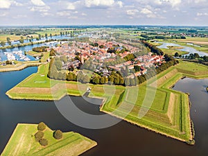 Aerial from the historical city Heusden in the Netherlands