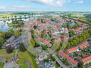 Aerial from the historical city Heusden in the Netherlands