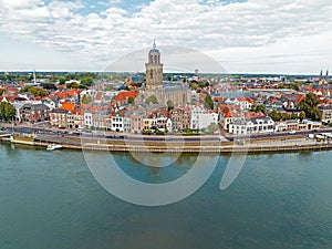 Aerial from the historical town Deventer in the Netherlands