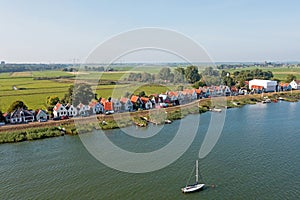 Aerial from the historical village Durgerdam in the Netherlands