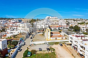 Aerial from the historical village of Luz in the Algarve Portugal