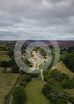 Aerial of Hutton le Hole in the North York Moors