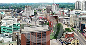 Aerial hyperlapse scene of London, Ontario, Canada in late spring 4K