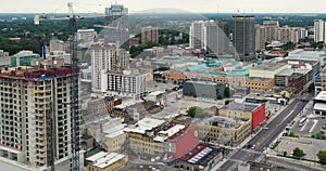 Aerial hyperlapse view of London, Ontario, Canada in spring 4K
